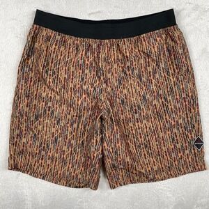Prana Mojo Shorts Mens Medium Brown Aztec Geometric Perfocmance Swim Qucki Dry